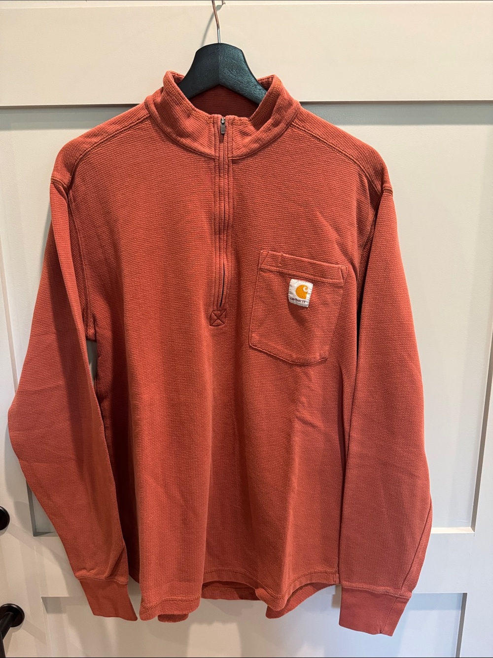 Carhartt Rust Orange Half-Zip Pocket Sweatshirt